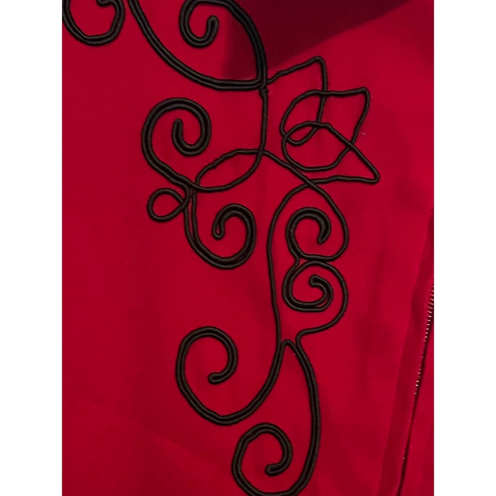 Notations Woman‎ Red Zipper Felt Jacket Black Embroidered Design Size 2X - Picture 6 of 6